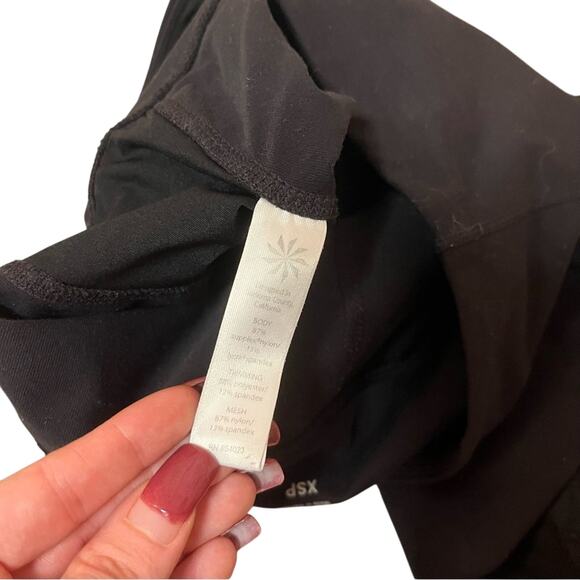 Athleta Black Moto High Rise Powerful Gleam Mesh Leggings Size XS Yoga Workout - Picture 11 of 12